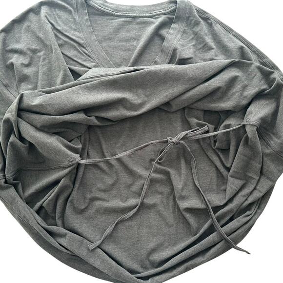 Lululemon Split Side-Tie Tee V-Neck Shirt Grey Plus Size 16 Cotton Maternity - Picture 7 of 7
